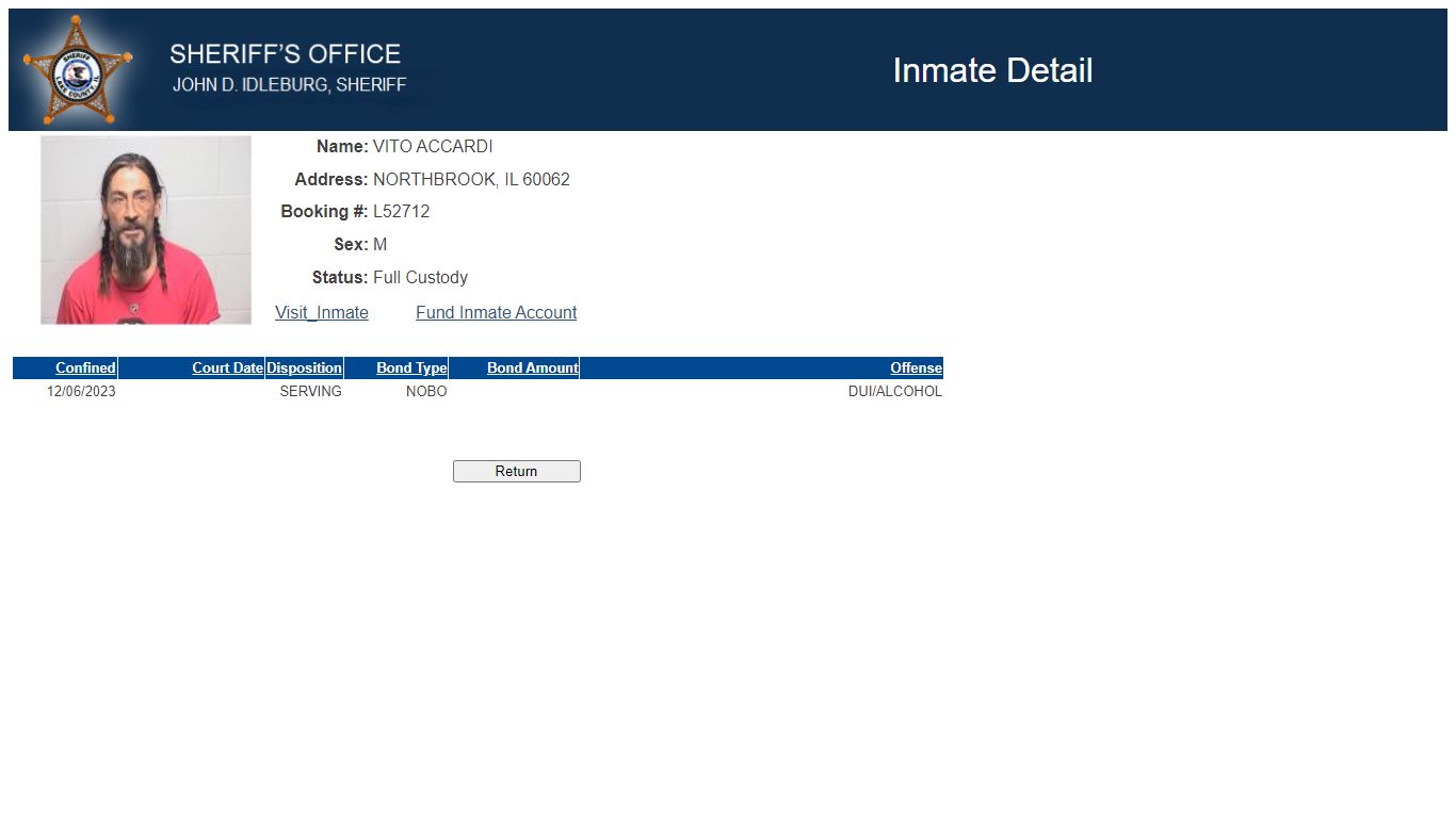 Lake County Sheriff - Inmate Detail